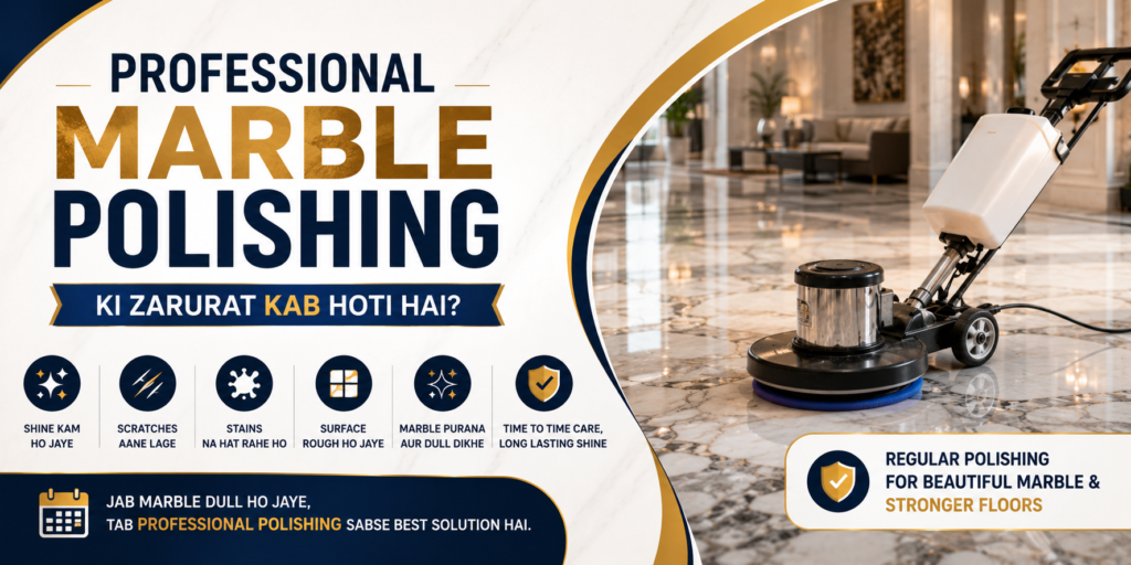 Professional marble floor polishing service restoring shine, removing scratches, and creating a smooth mirror-finish surface with advanced polishing equipment.