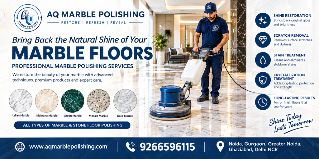 Best marble polishing service in Noida for scratch removal, stain treatment, shine restoration, and long-lasting mirror finish marble floors. 