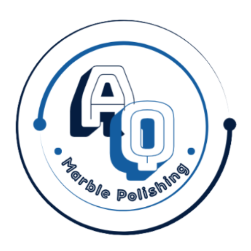Professional marble polishing service with 10% off offer, featuring shiny marble flooring and floor polishing machine.